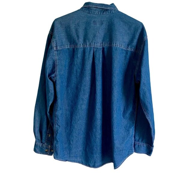 Basic Editions Men's Cotton Denim Long Sleeve Button Down Shirt Large - Picture 6 of 9